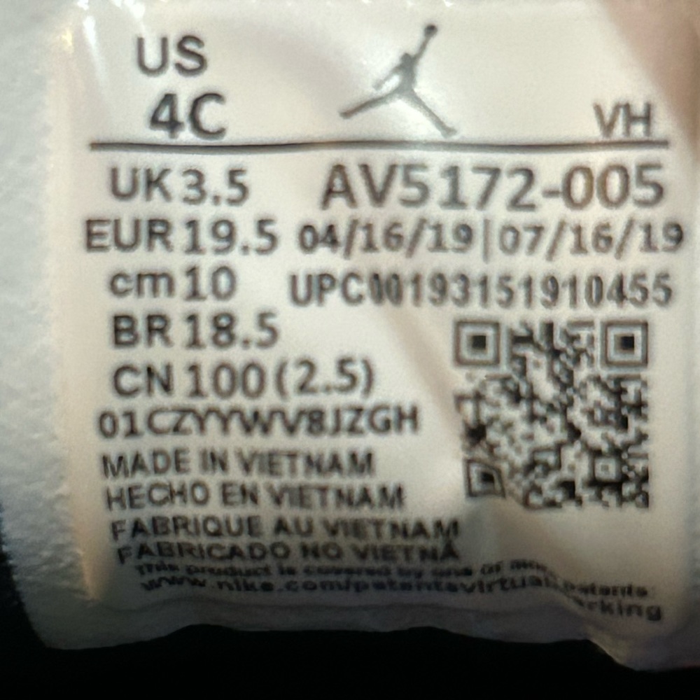 Jordan 1 Retro size 4C Preowned - Picture 5 of 7
